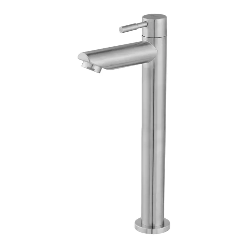 3296-Torneira Lavatorio Bancada Giratorio Aço Inox Leão Metais