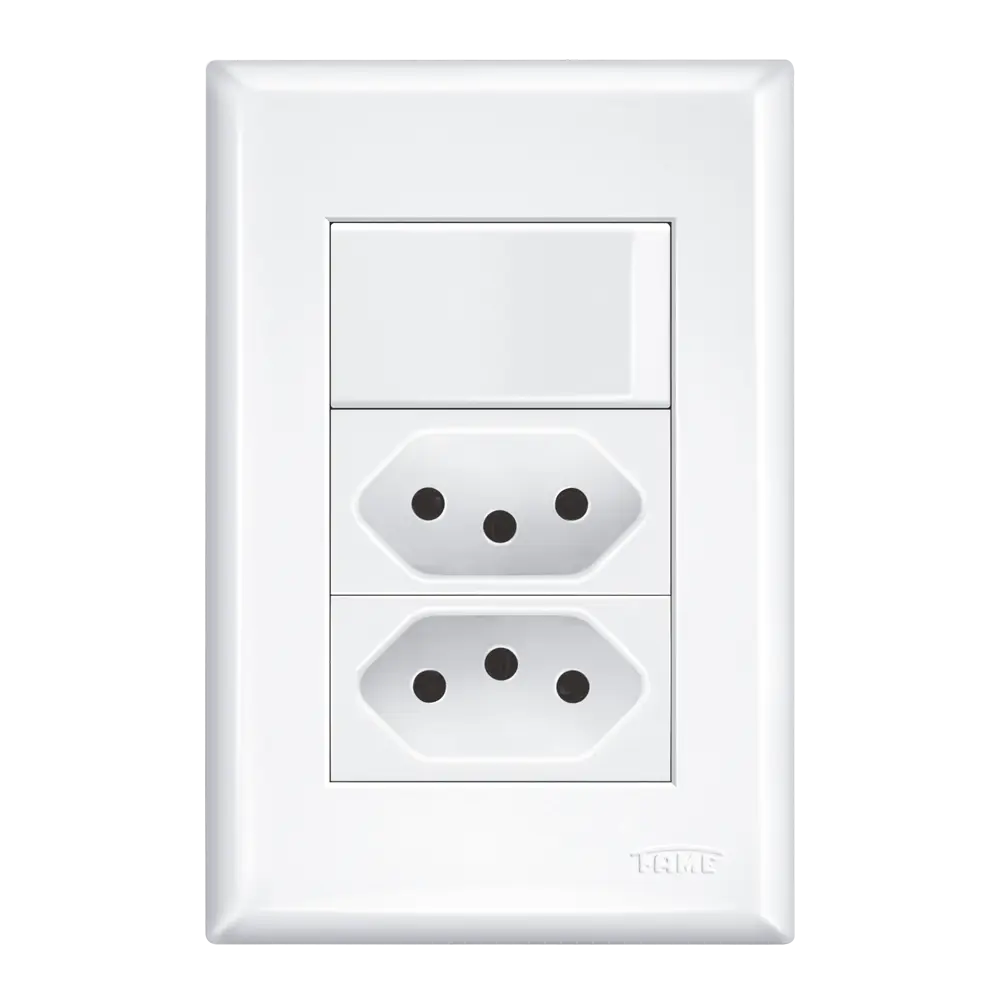 Interruptor Simples e 2 Tomadas 2P+T 10A/250V - Fame Evidence
